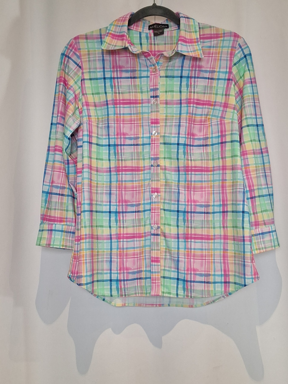 Ameliora Pastel Plaid Button-Up Shirt Size S